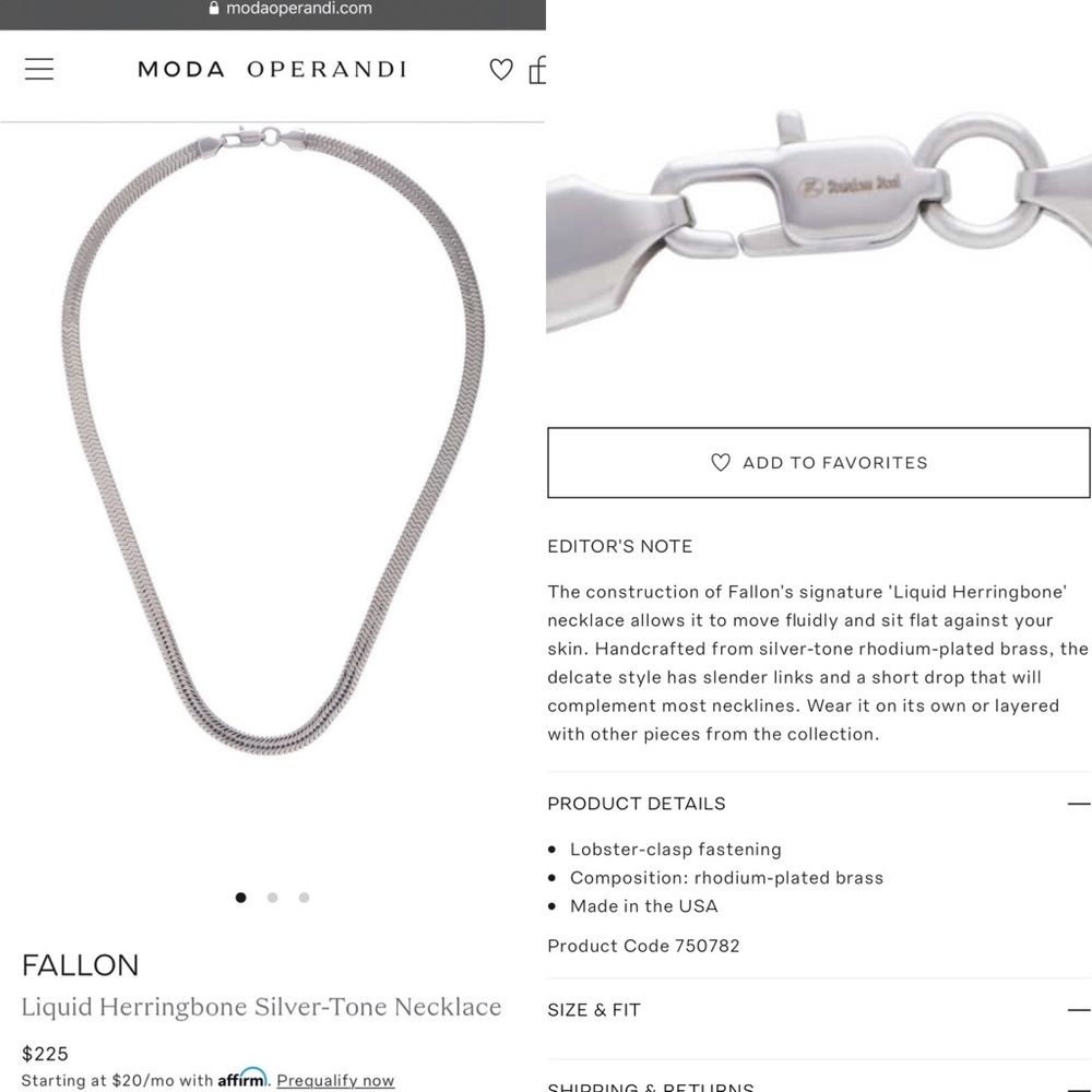 Fallon herringbone snake silver chain necklace set - Picture 13 of 15